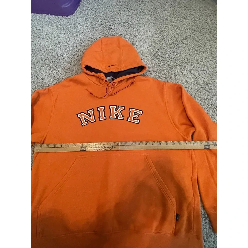 Vintage Y2K Nike Embroidered Hoodie Pullover Orange Spell-out Size Large